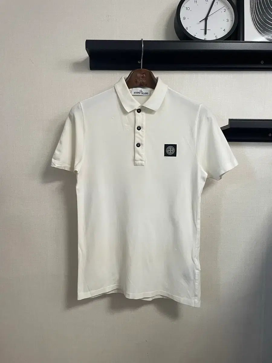 メンズ STONE ISLAND ホワイトポロシャツ ストーンアイランド