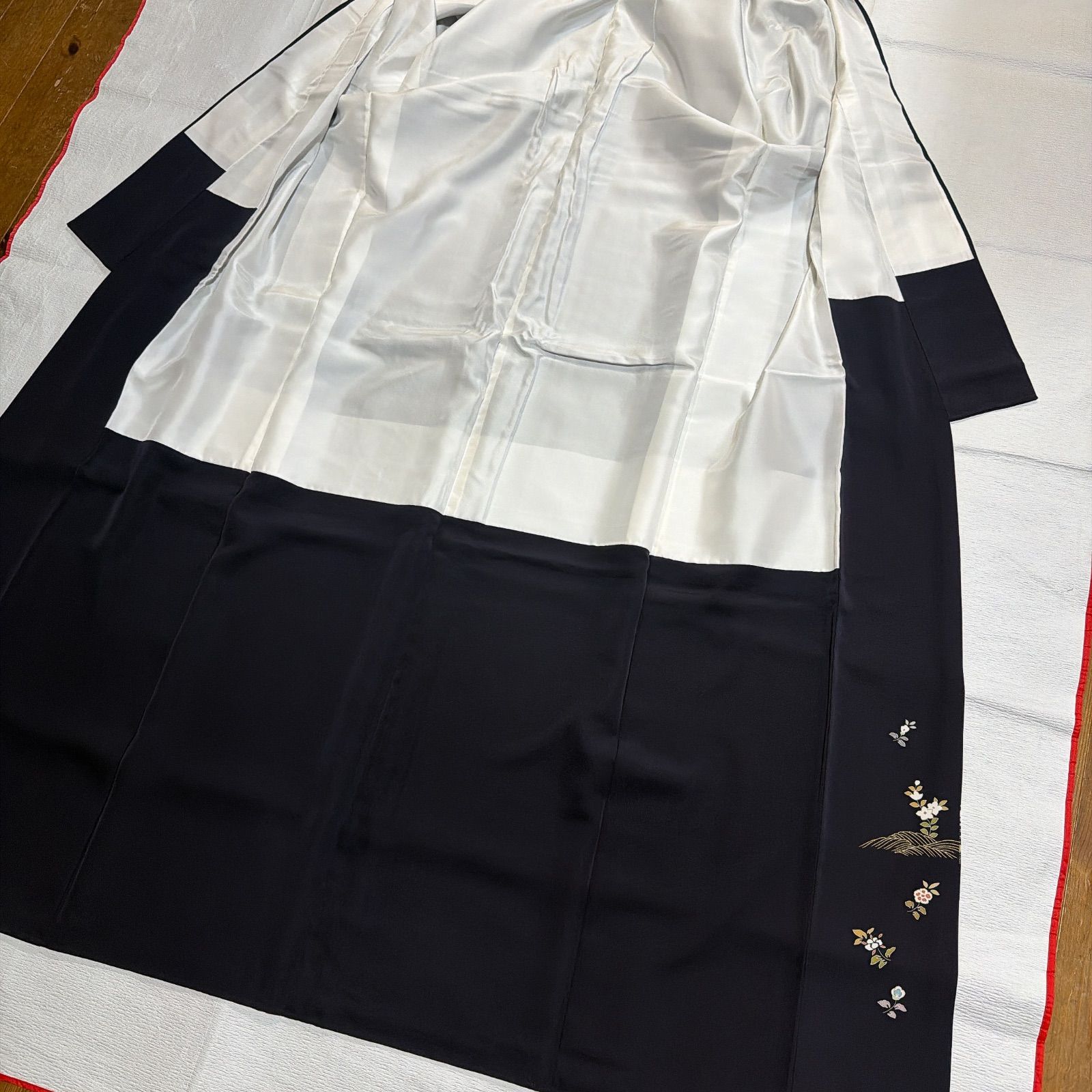 訪問着 鳳凰 金駒刺繍 正絹 濃紫 フルセット - メルカリ
