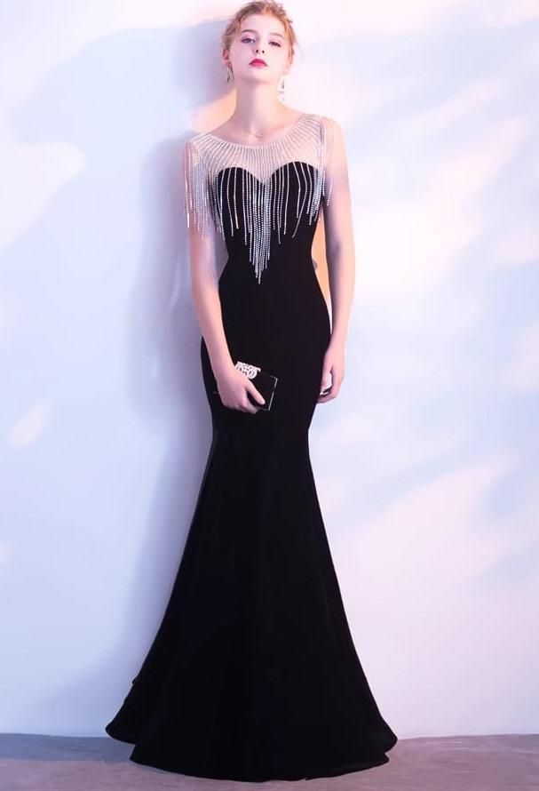 人気商品 イブニングドレス ロング丈 ベルベット フリンジ 高級感 パーティー 二次会 結婚式 二次会 同窓会 披露宴 パーティー お呼ばれ 成人式 ナイト 発表会 上品 裏地あり サイズ S M L XL