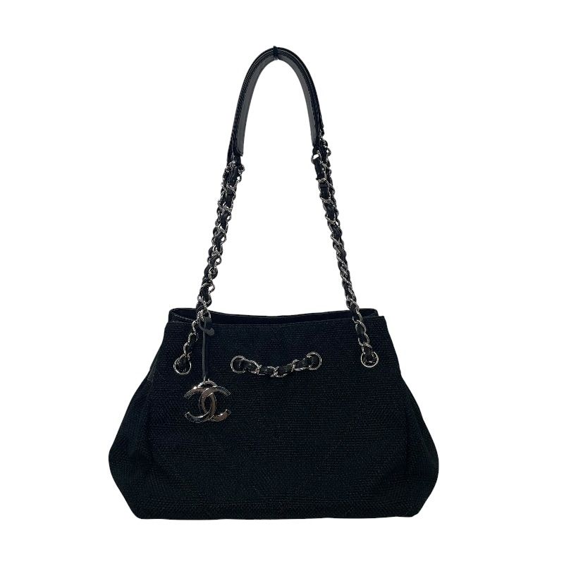 シャネル CHANEL Vステッチ チェーンハンドバッグ ブラック キャンバス