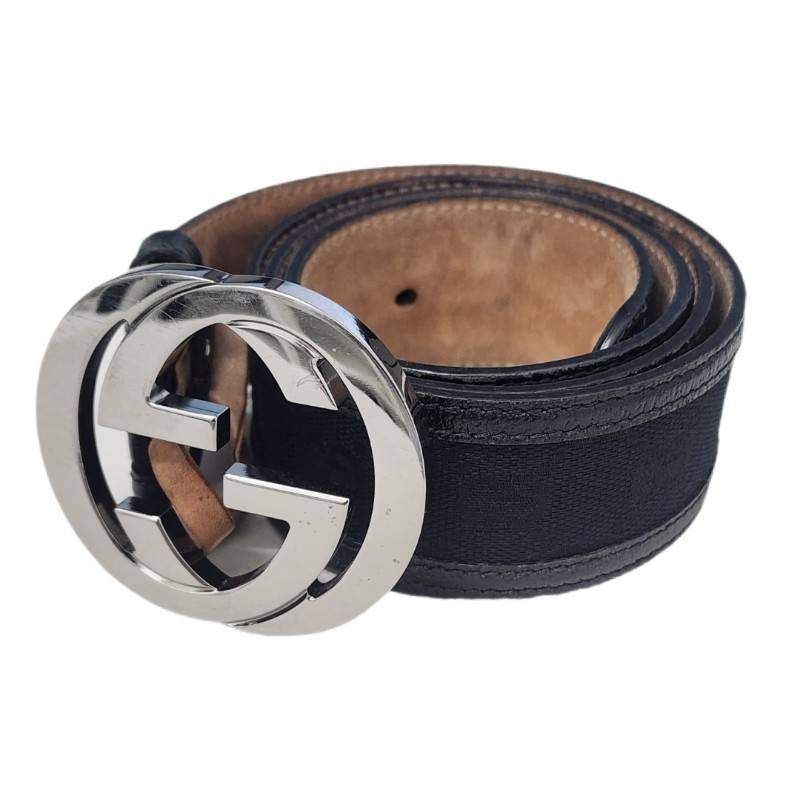 GUCCI グッチ インターロッキング Gバックル 114876・214351・85・34 ブラック ベルト ユニセックス 【中古】 52604K372