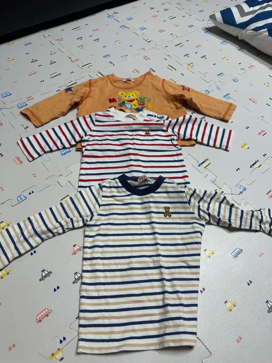 ミッキーハウス キッズ用 長袖Tシャツ ストライプ 80