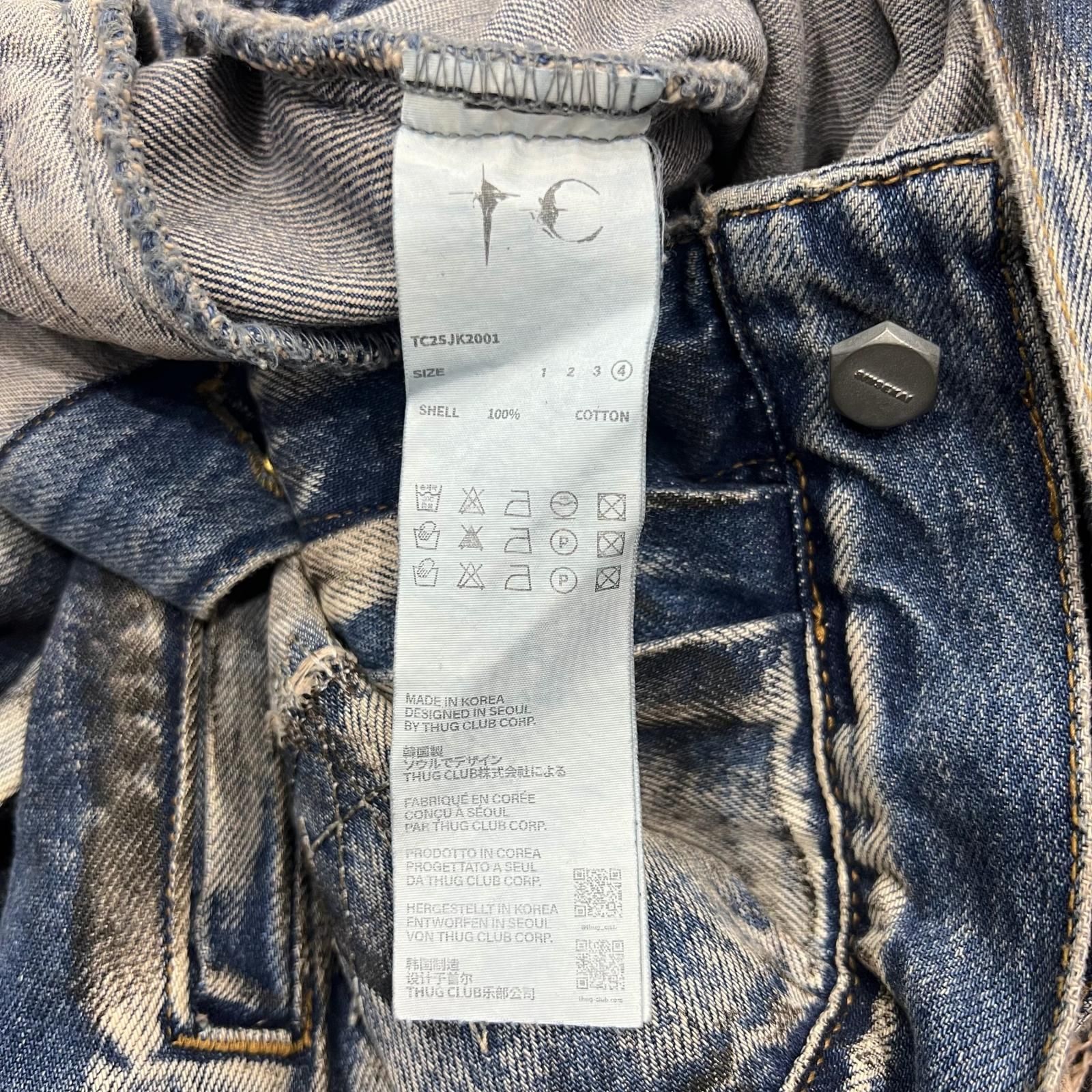 参考上代138600円 THUG CLUB 25AW ハードウォッシュド ダメージ デニム 