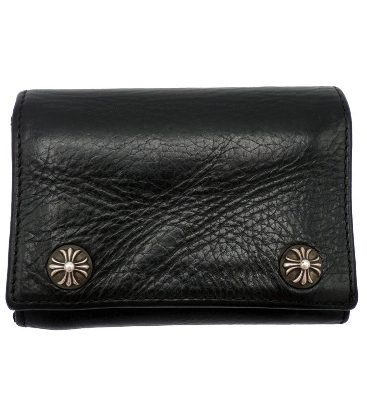 クロムハーツ CHROME HEARTS 【 3FOLD 】 3フォールド クロスボール ボタン クロスパッチ レザー ウォレット 財布 w26800