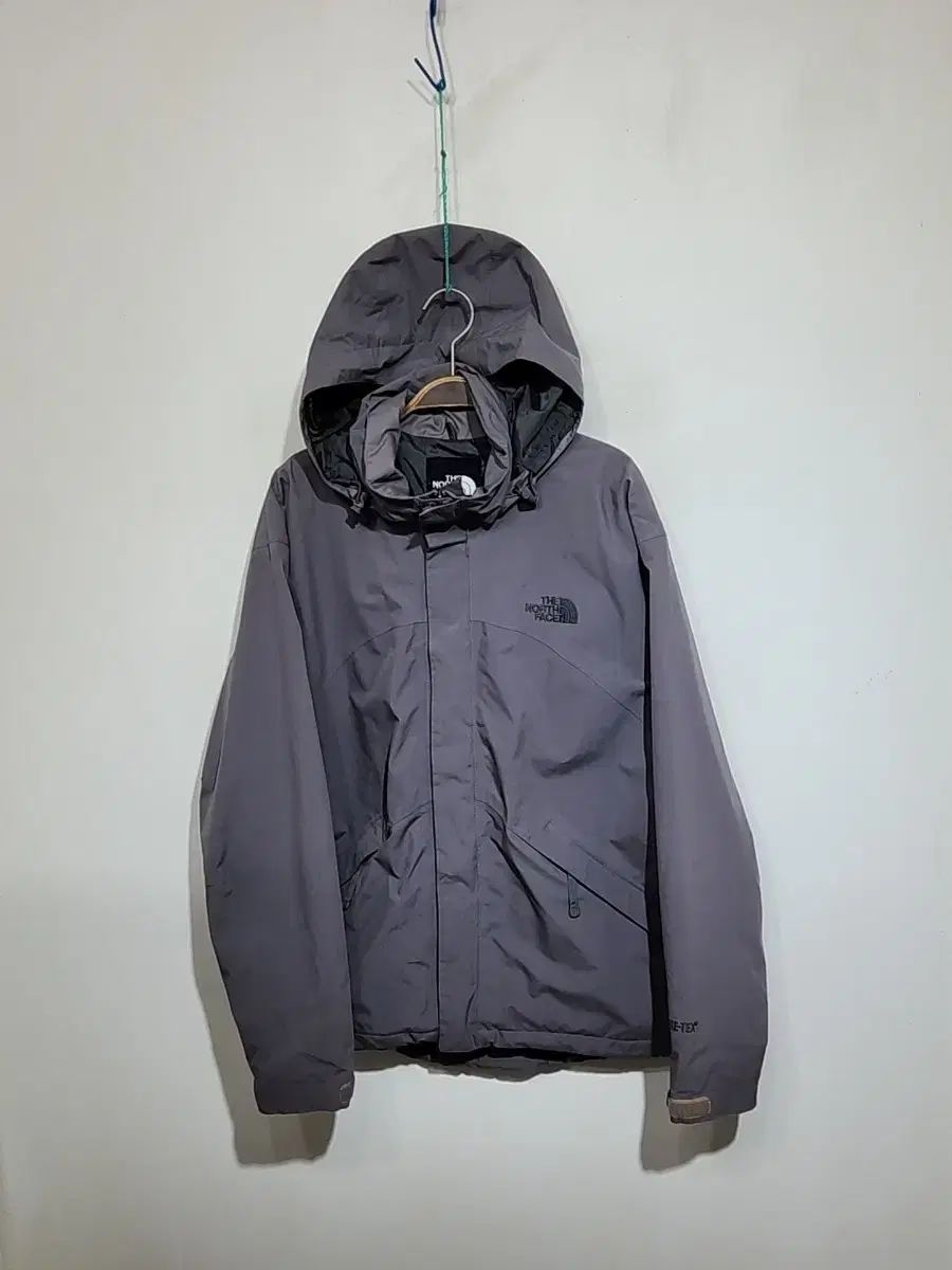 (105) ザノースフェイス ゴアテックス ジャケット グレー 登山ウェア ウィンドブレーカー フード アウター