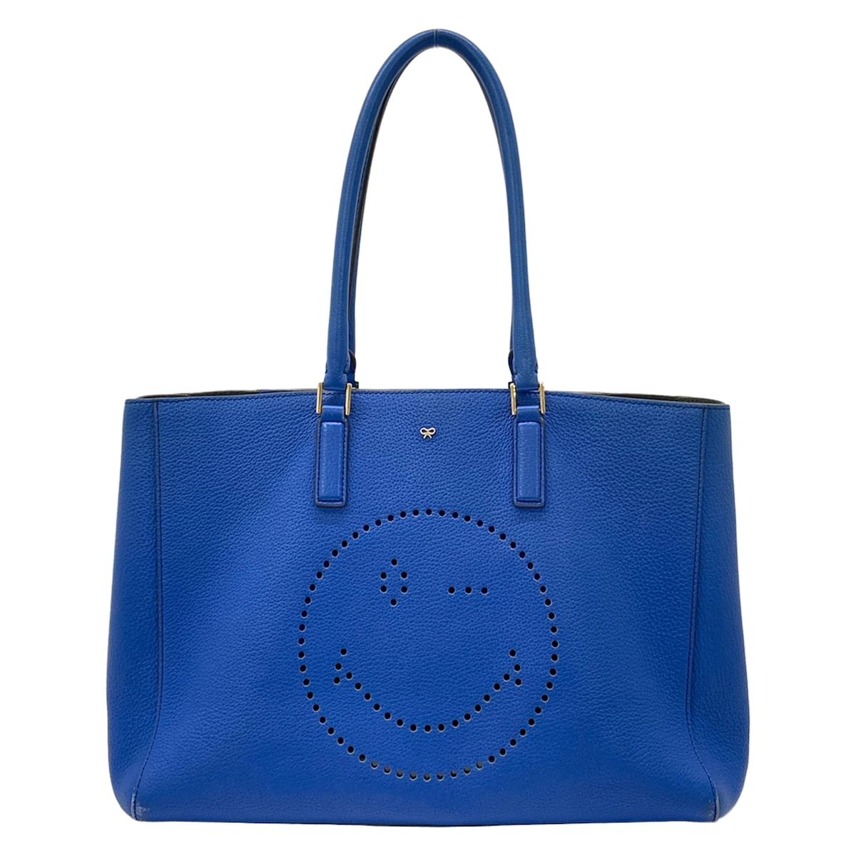 ANYA HINDMARCH トートバッグ　スマイリー　ネイビー Anya Hindmarch(アニヤハインドマーチ) トートバッグ スマイリー