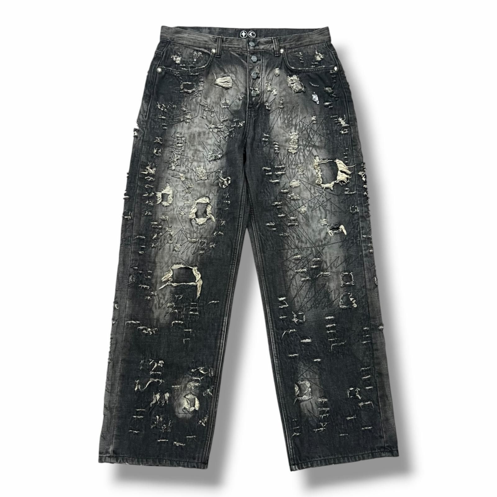 参考上代157300円 THUG CLUB 25AW Hard-Washed Damaged Denim Pants