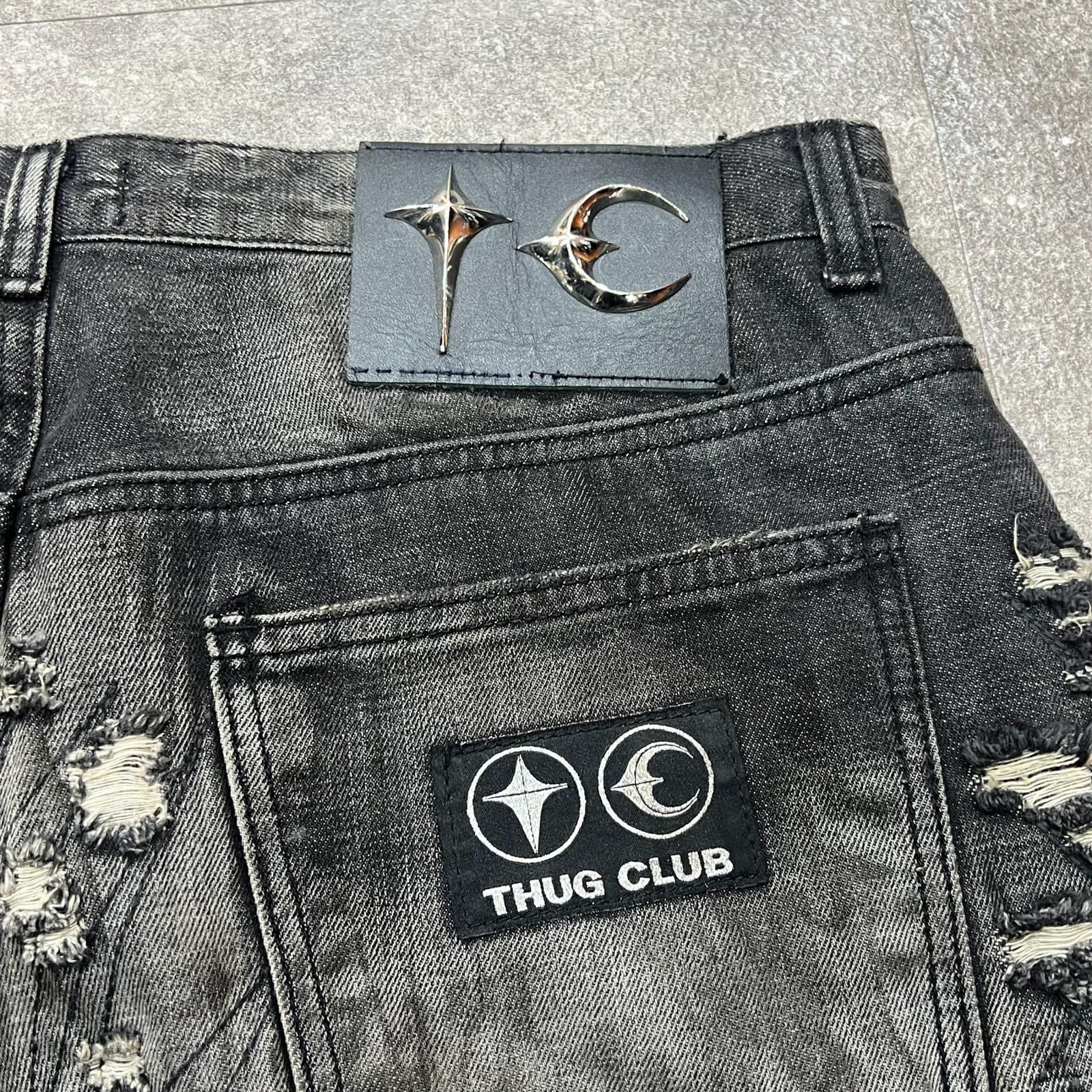 参考上代157300円 THUG CLUB 25AW Hard-Washed Damaged Denim Pants