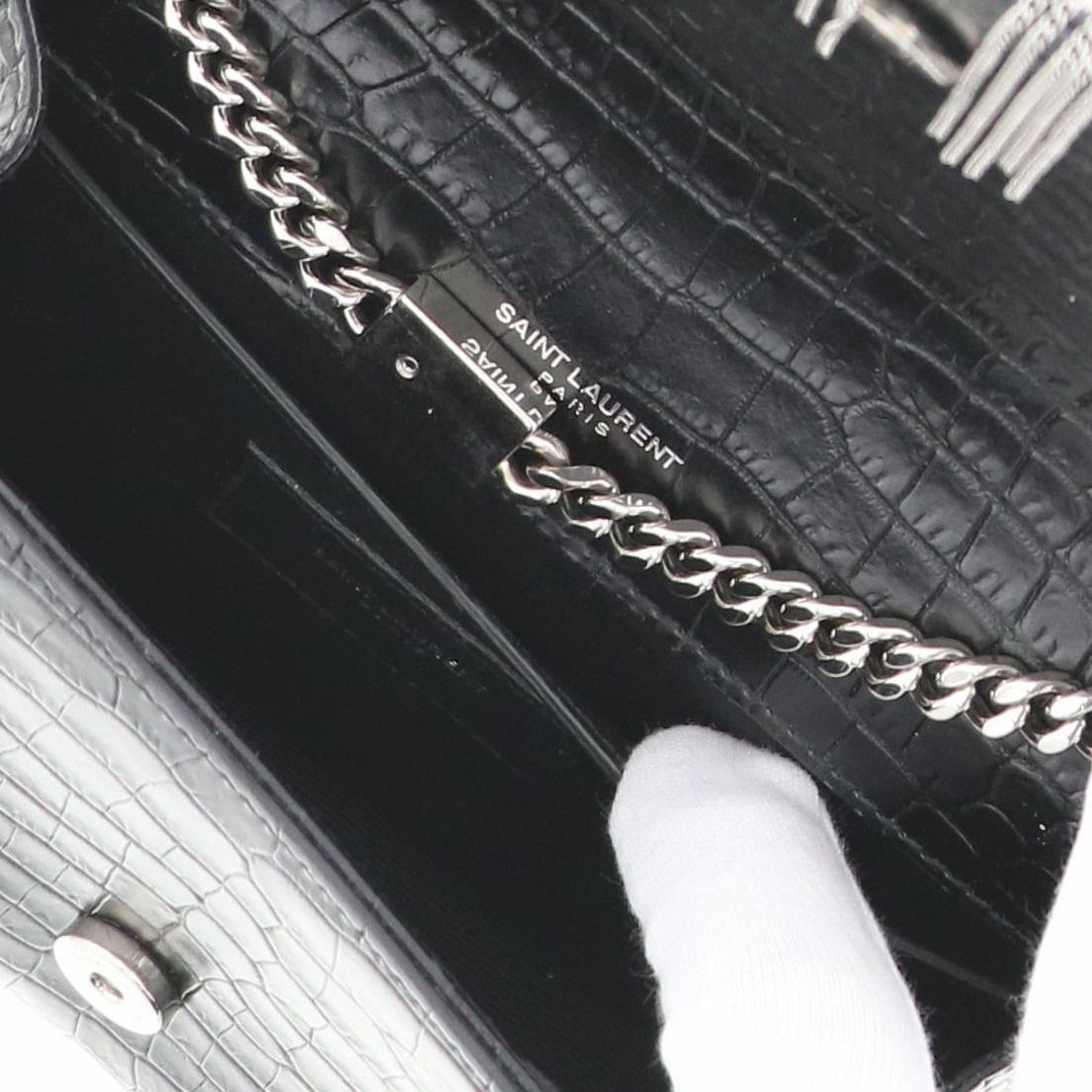 SAINT LAURENT PARIS サンローランパリ クロコ型押し ケイト タッセル