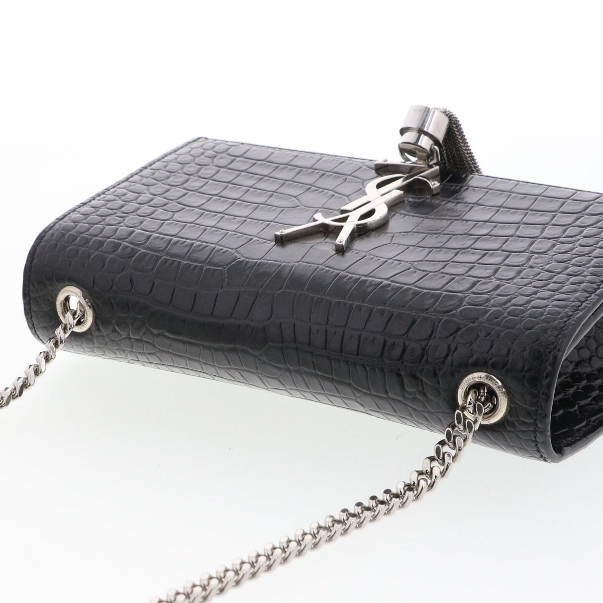 SAINT LAURENT PARIS サンローランパリ クロコ型押し ケイト タッセル