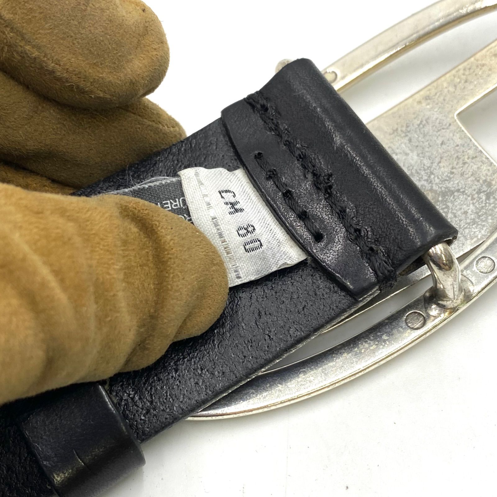 美品 DIESEL ディーゼル B-1DR ベルト ウエスト ロゴバックル ブラック 