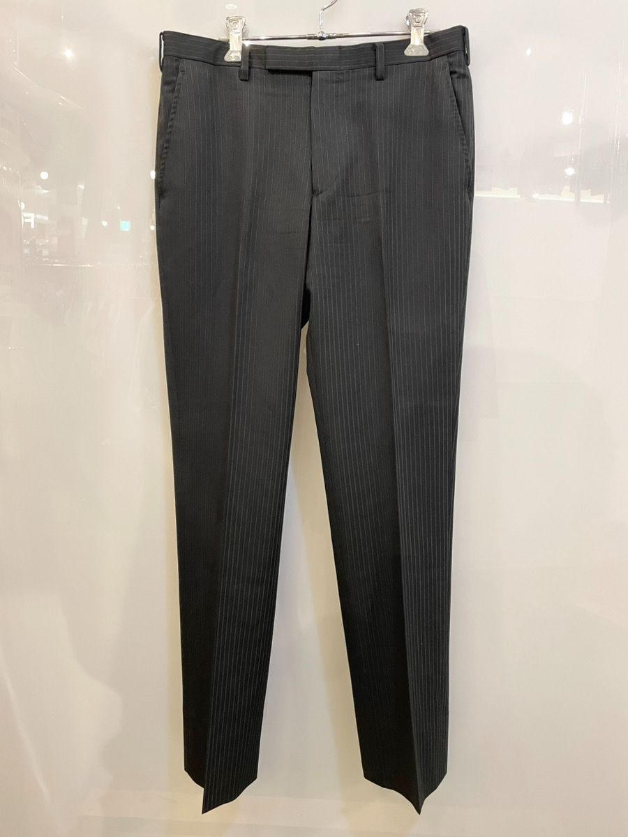 【バーバリー】メンズセットアップ　ストライプ　スーパー100　ブラック　Lサイズ BURBERRY BLACK LABEL ウールスーツ セットアップ ストライプ メンズ