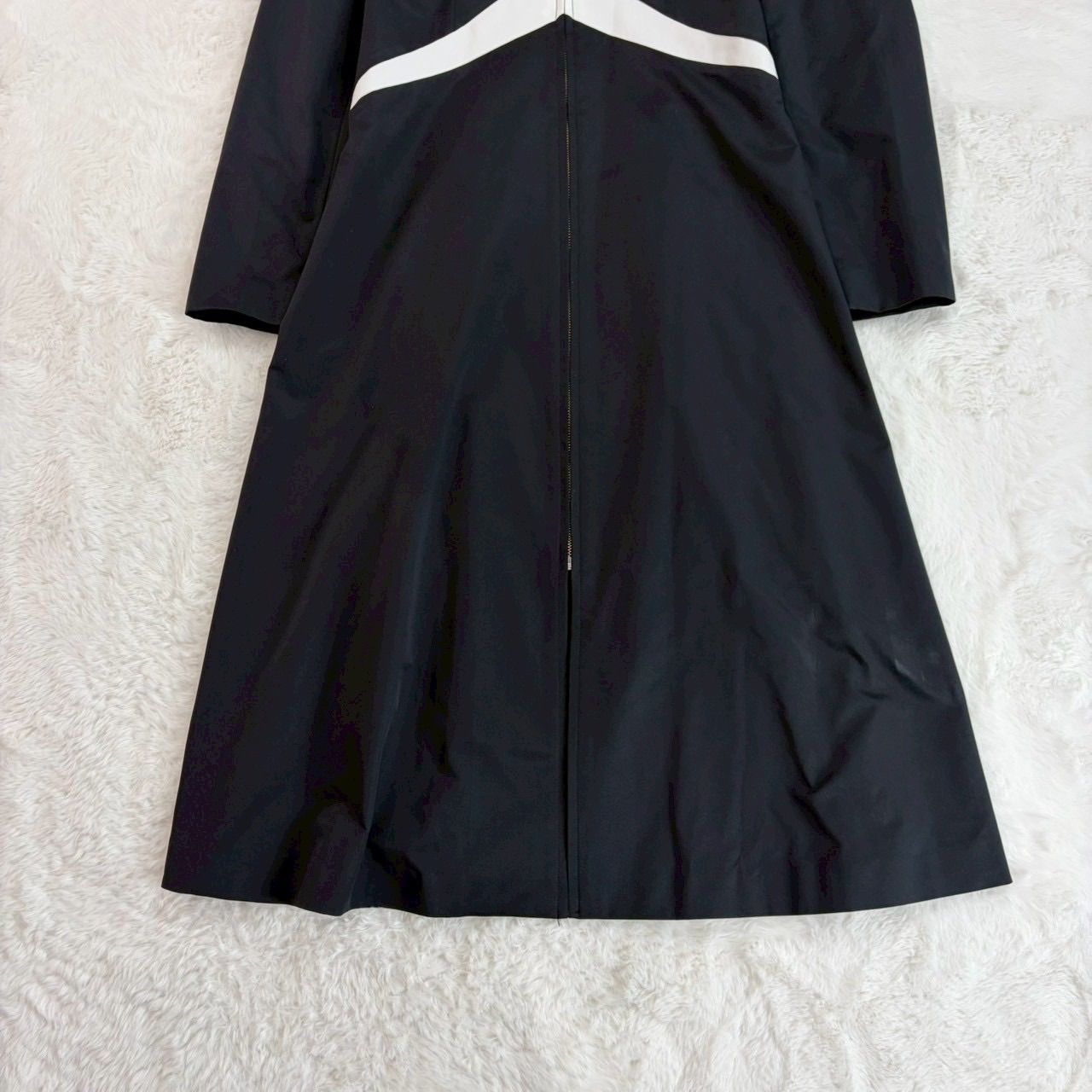 日本製 pierre cardin ピエールカルダン 長袖 デザイン ワンピース ロング ジップアップ ブラック 40