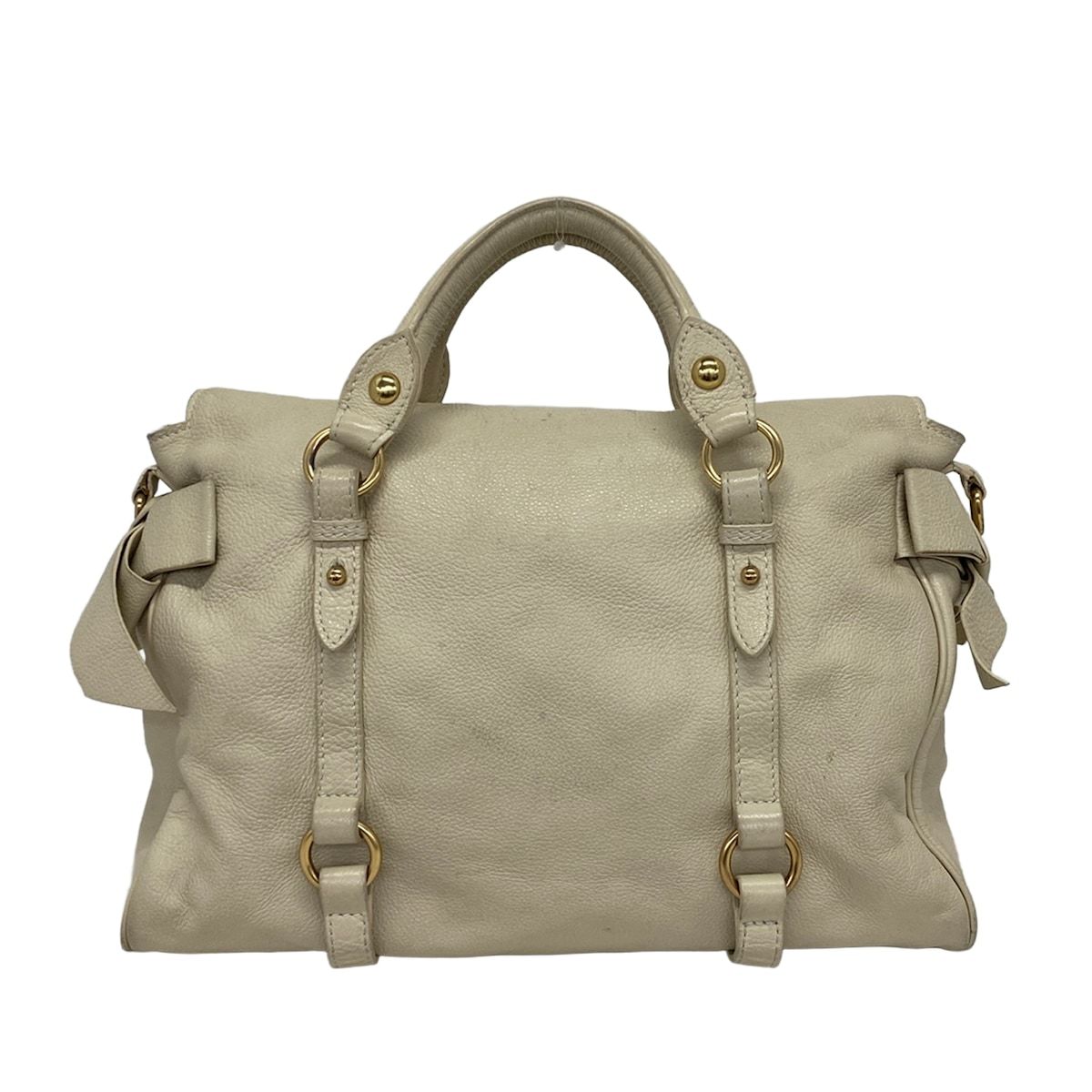 miu miu ベージュ レザー ハンドバッグ ヴィッテロルクス miumiu