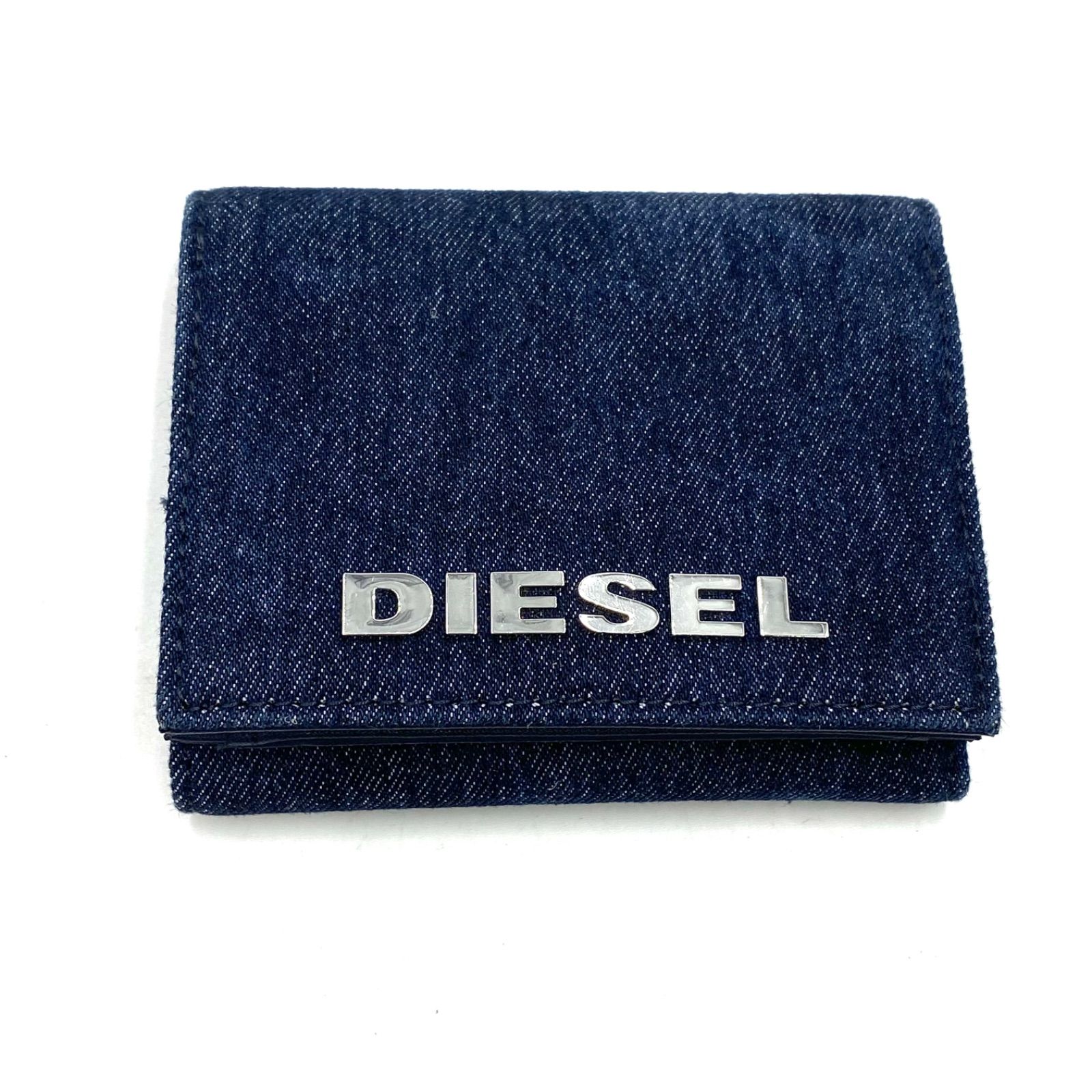 美品 DIESEL ディーゼル 三つ折り 財布 ウォレット デニム ロゴ