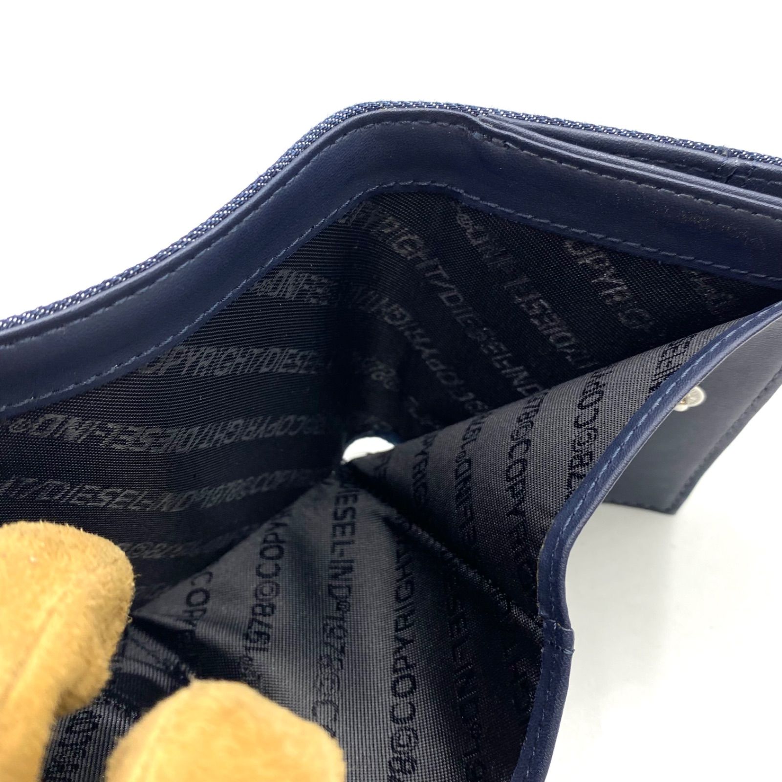 美品 DIESEL ディーゼル 三つ折り 財布 ウォレット デニム ロゴ