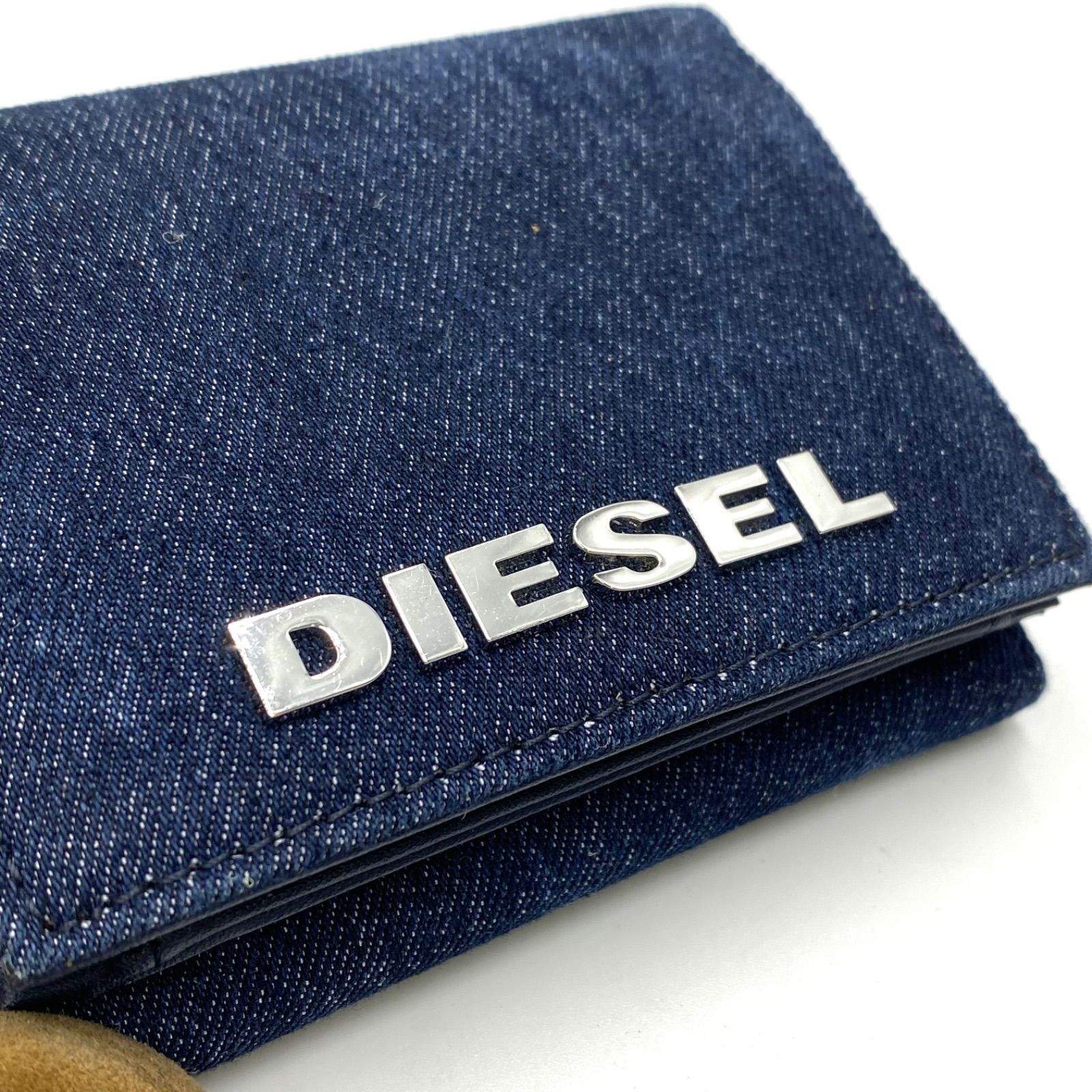 美品 DIESEL ディーゼル 三つ折り 財布 ウォレット デニム ロゴ