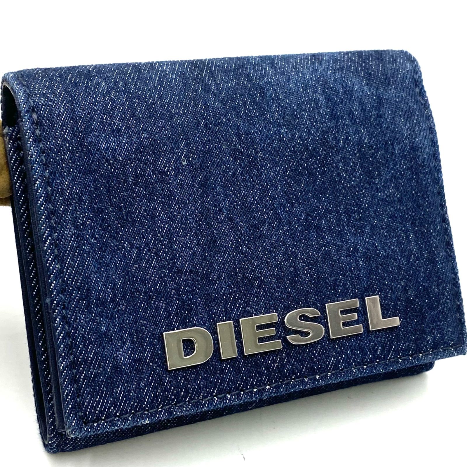 超美品✨正規品DIESEL デニム素材 財布 箱 保証書付き 美品 DIESEL ディーゼル 三つ折り 財布 ウォレット デニム ロゴ
