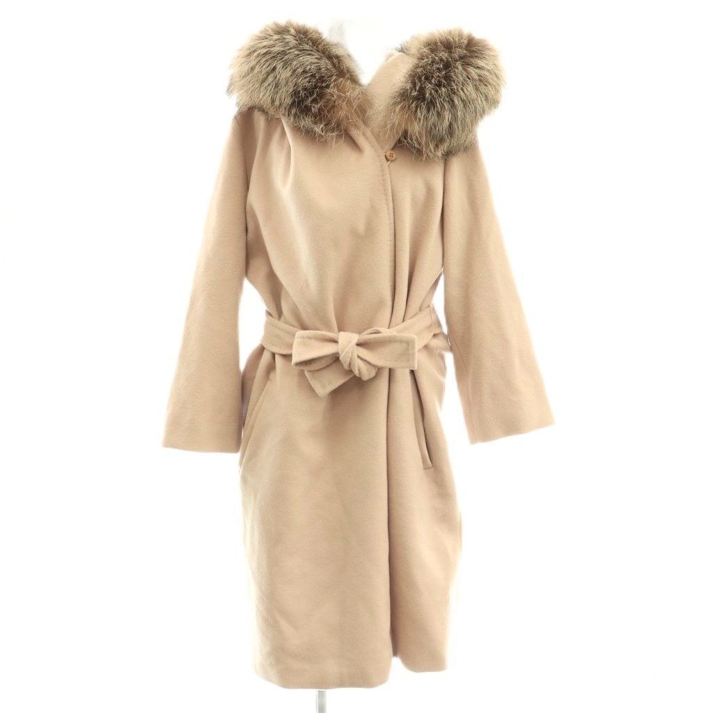 MAX MARA 総柄 ノーカラーコート ベージュ Max Mara - MAX MARA 総柄