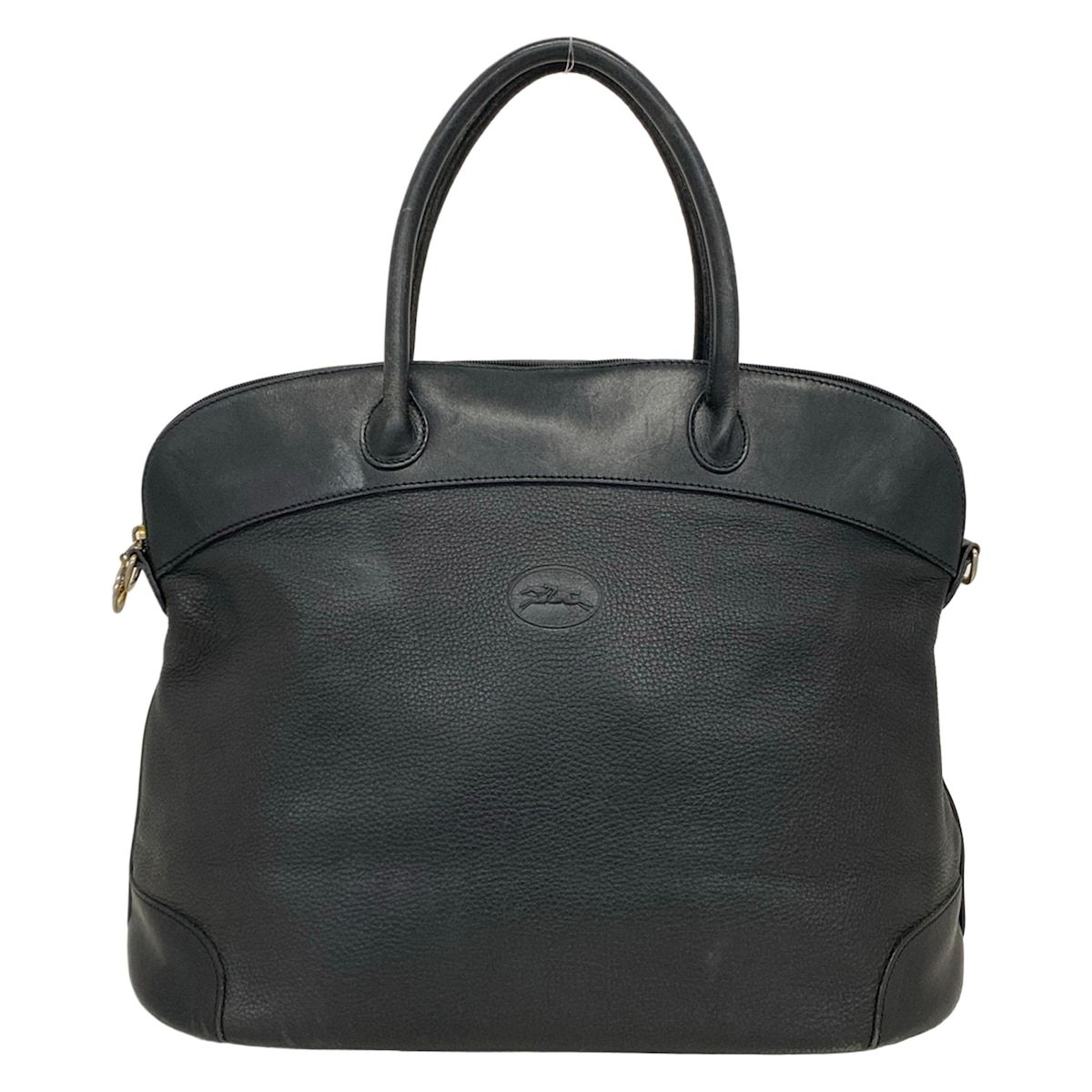 セール最安 LONGCHAMP ブラック レザーハンドバッグ 【公式通販】