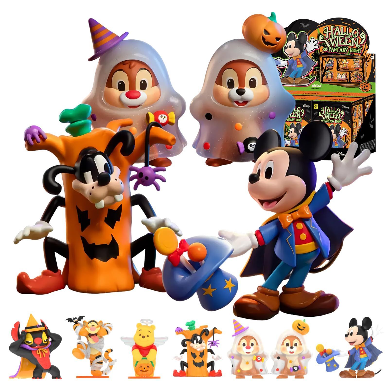 【在庫処分】HALLOWEEN プレゼント 誕生日 ギフトチップとデールミッキーマウス おもちゃソフビ プレミアム プラモデル フィギュア ボックス キャラクター ブラインド シリーズガチャガチャ ファンタジーナイト ハロウィン コレクター向け (Disney
