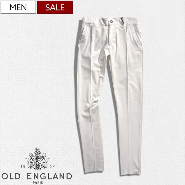 【定価42,900円(税込)】OLD ENGLAND -オールドイングランド- 品格と遊び心を兼ね備えた1本！大人の休日スタイルを格上げする永久クリーステーパードパンツ クリース スラックス トリコロール ホワイト メンズ 日本製