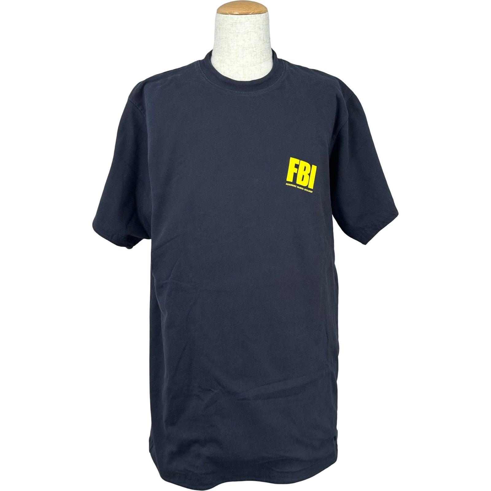 バレンシアガ BALENCIAGA FBIリバーシブルロゴシャツ 681467 ネイビー コットン メンズ 半袖Ｔシャツ
