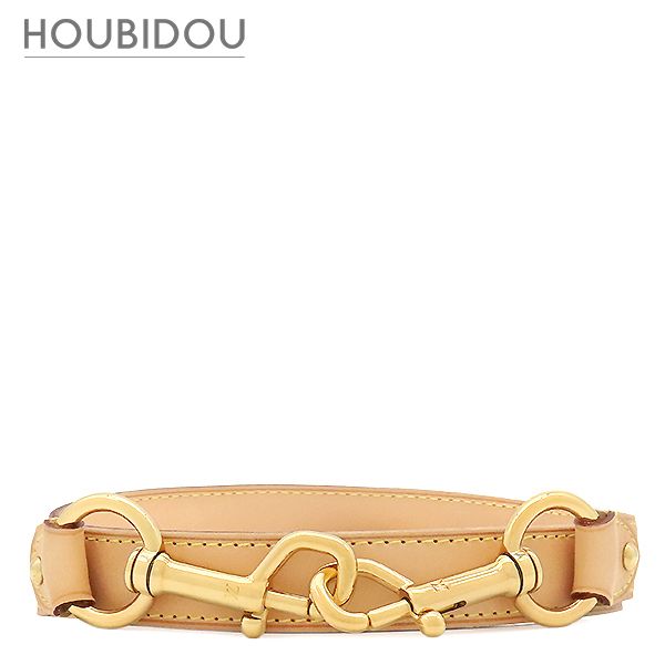 ルイヴィトン LOUIS VUITTON ショルダーストラップ ヌメ革 ストラップ 99.5cm ヌメ革 ナチュラル ゴールド金具 バッグ用ストラップ ショルダー 調節可能 【中古】