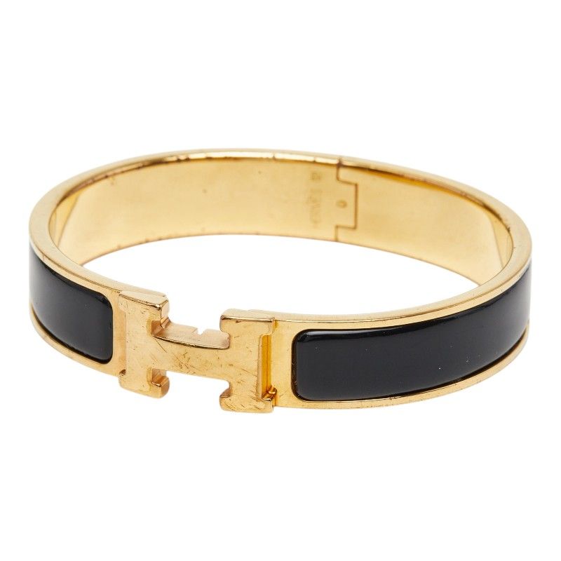 エルメス クリックH PM バングル ゴールド ブラック メッキ レディース HERMES【1-0266522】