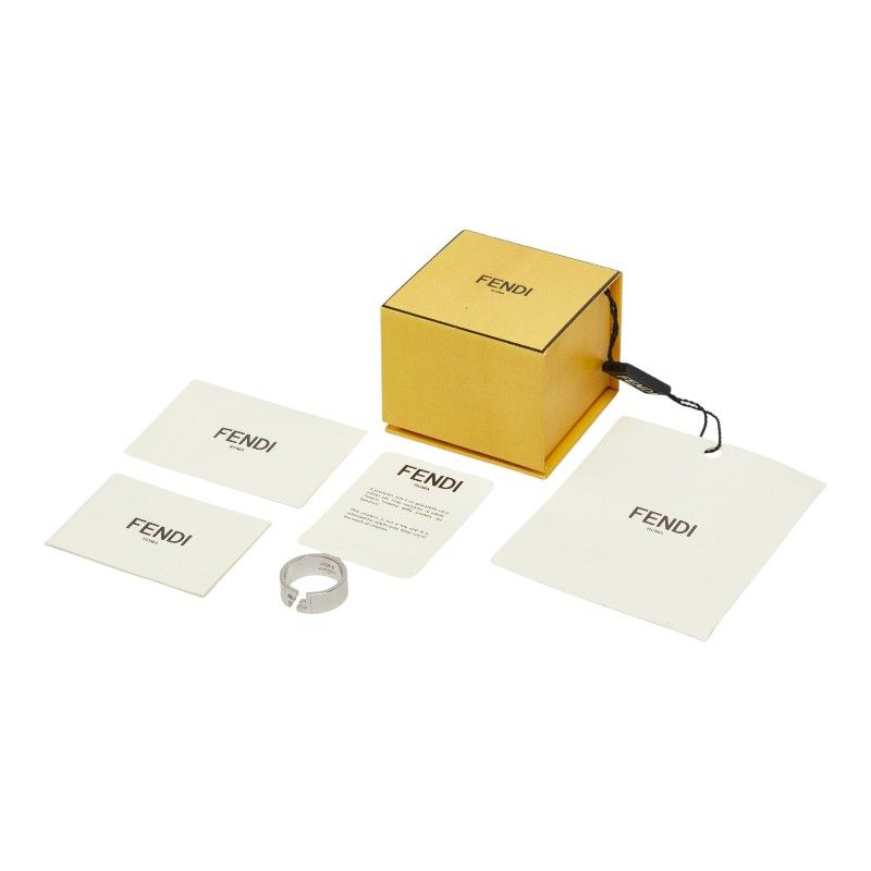 FENDI シルバーリング Mサイズ 箱付き フェンディ FFリング リング 指輪 #L シルバー メタル レディース