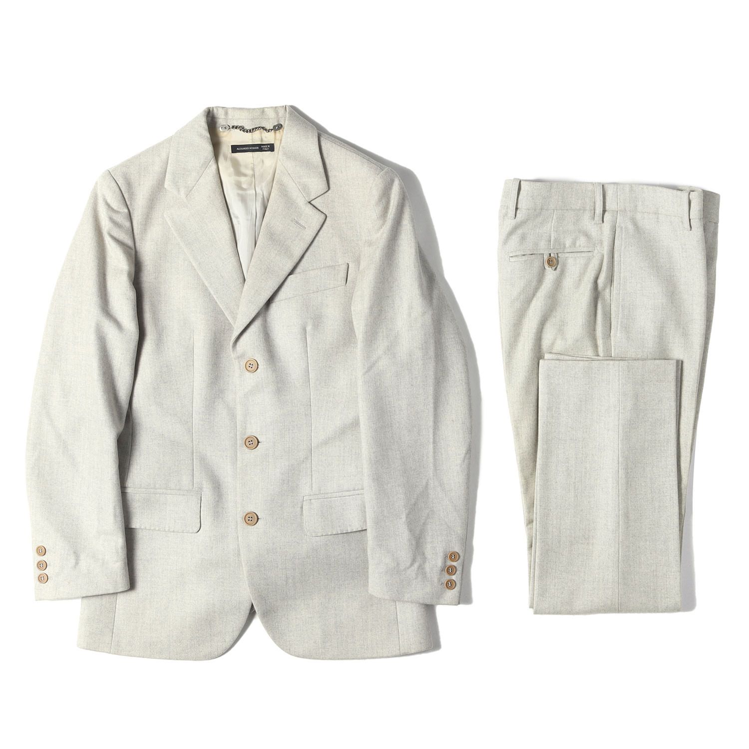 ALEXANDER MCQUEEN アレキサンダーマックイーン グレージュ サイズ:各44 | バスストップ本人期 セットアップスーツ | 90s ウール 3B テーラードジャケット / スラックスパンツ |90年代 アーカイブ【メンズ】【中古】