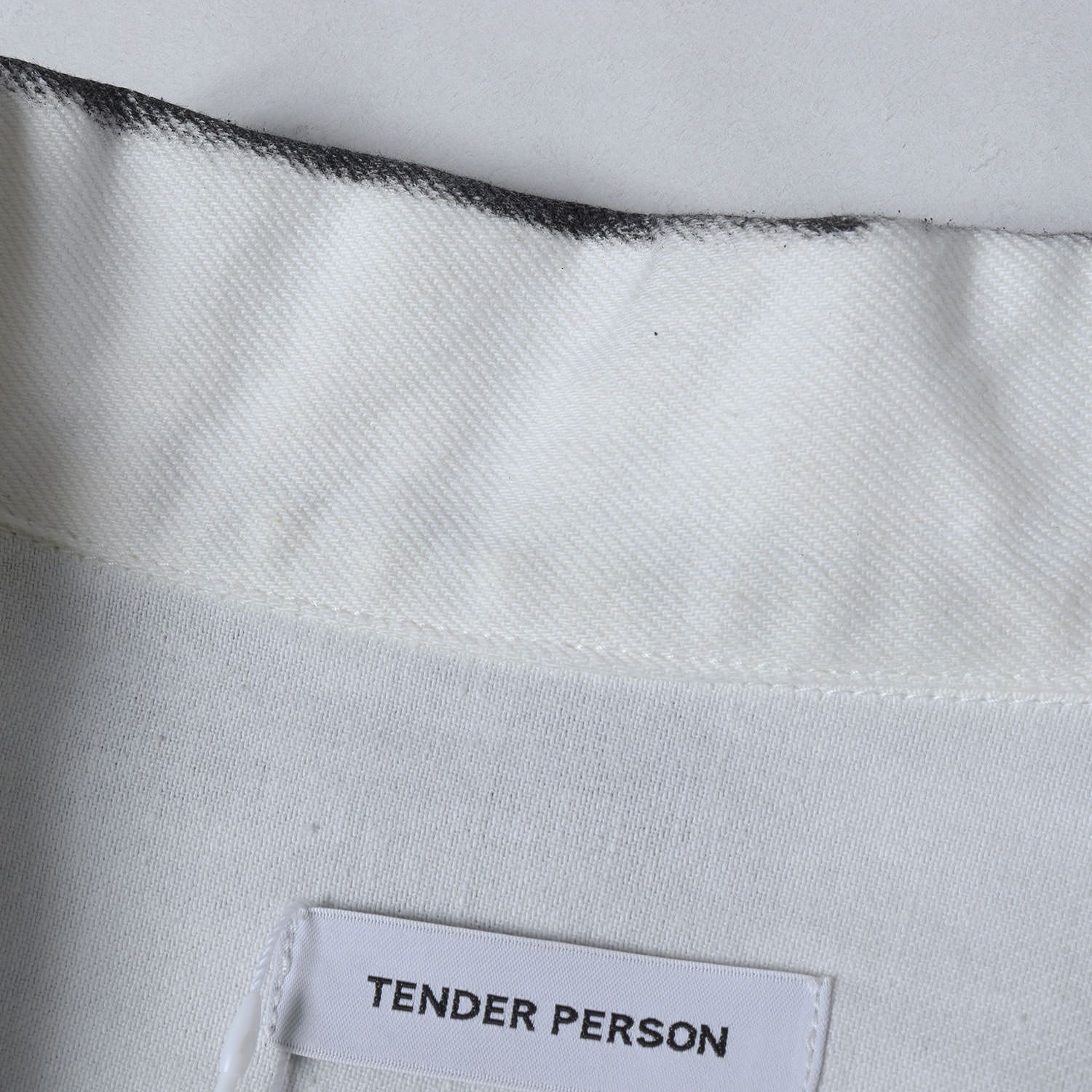 TENDER PERSON テンダーパーソン ジャケット イエロー ブラック サイズ:00 | ハンドペイント チェッカー オーバーサイズ デニム トラッカージャケット (HAND PAINTED DENIM JACKET)【メンズ】【中古】