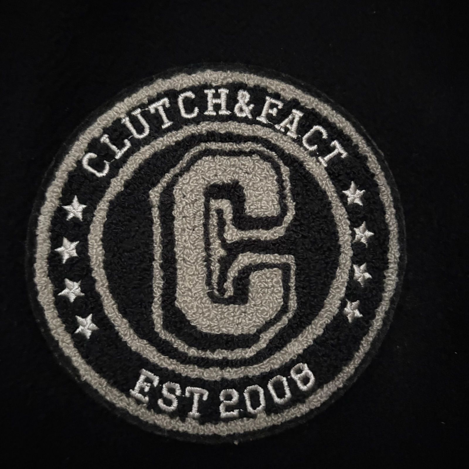 CLUCT クラクト スタジャン M 黒 袖レザー 牛革 ワッペン バック刺繍