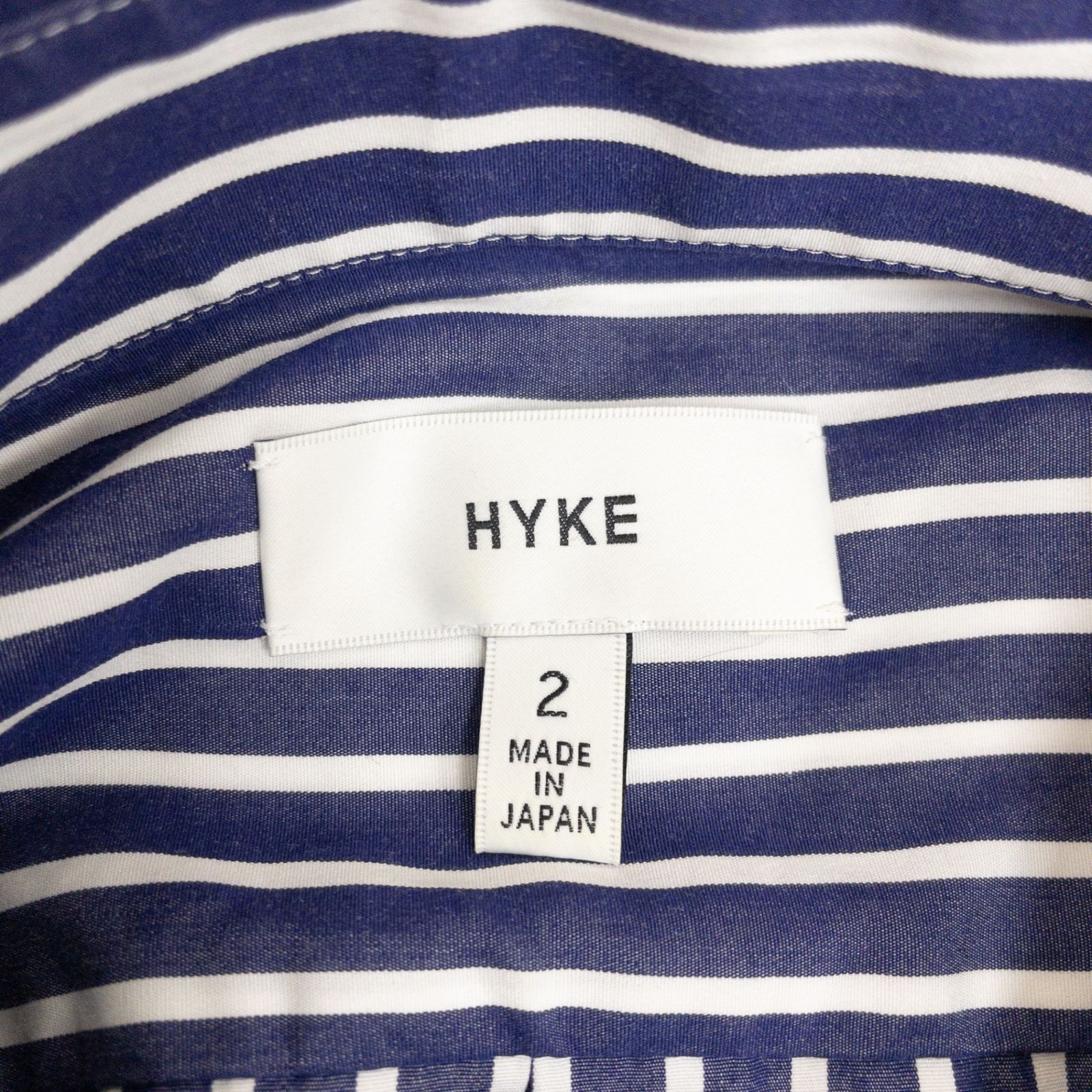 HYKE ハイク シャツワンピース ロング丈 ストライプ柄 コットン ブルー