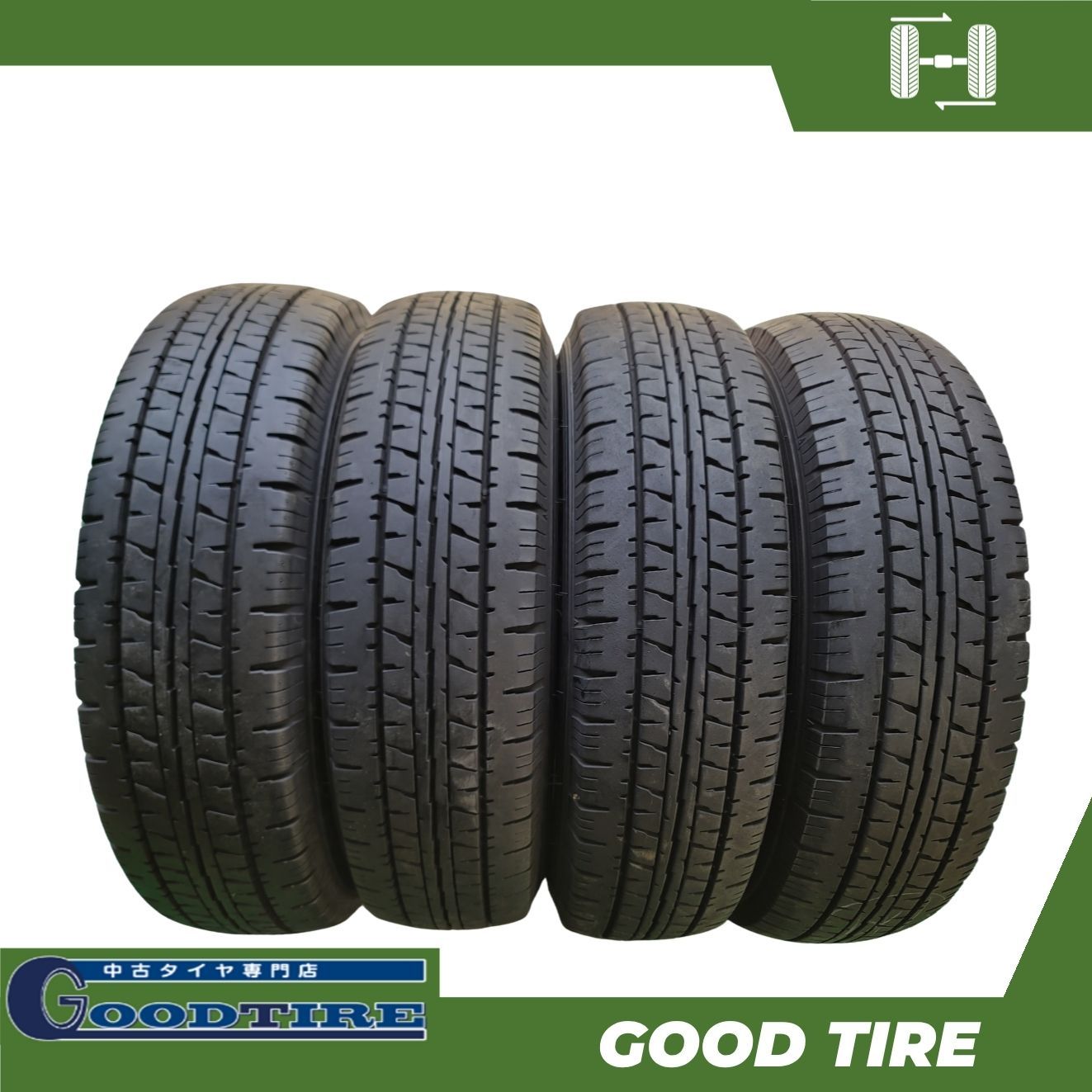 195/80R15 107/105LLT ダンロップ ENASAVE VAN01 2024年製 4本 夏用 8分山 8.5分山 中古タイヤ タイヤハイエース キャラバン （7587）