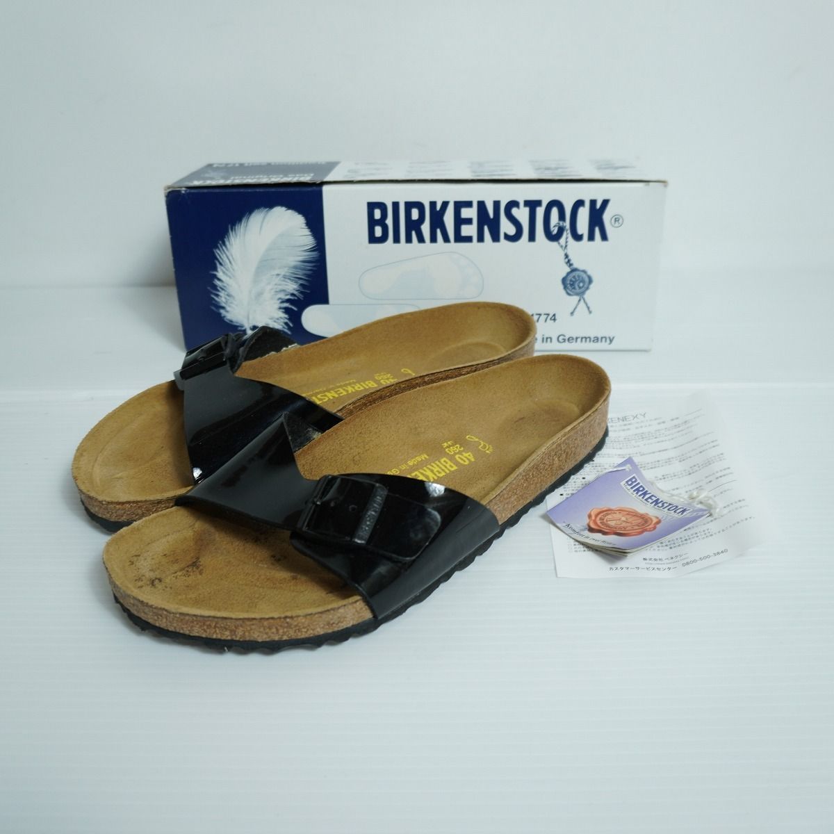 BIRKENSTOCK ビルケンシュトック Madrid マドリッド パテント サンダル ワンストラップ ブラック サイズ JP26 1002P★4