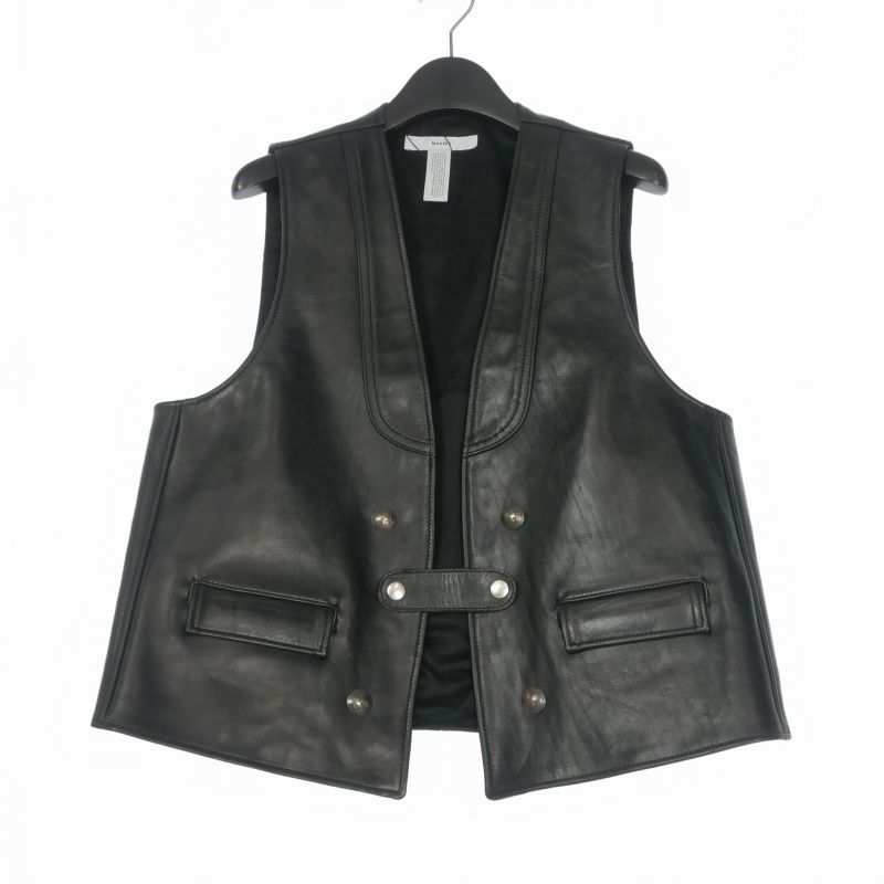 マシス MASSES HORSE LEATHER VEST ホースレザー ベスト ジレ L ブラック 黒
