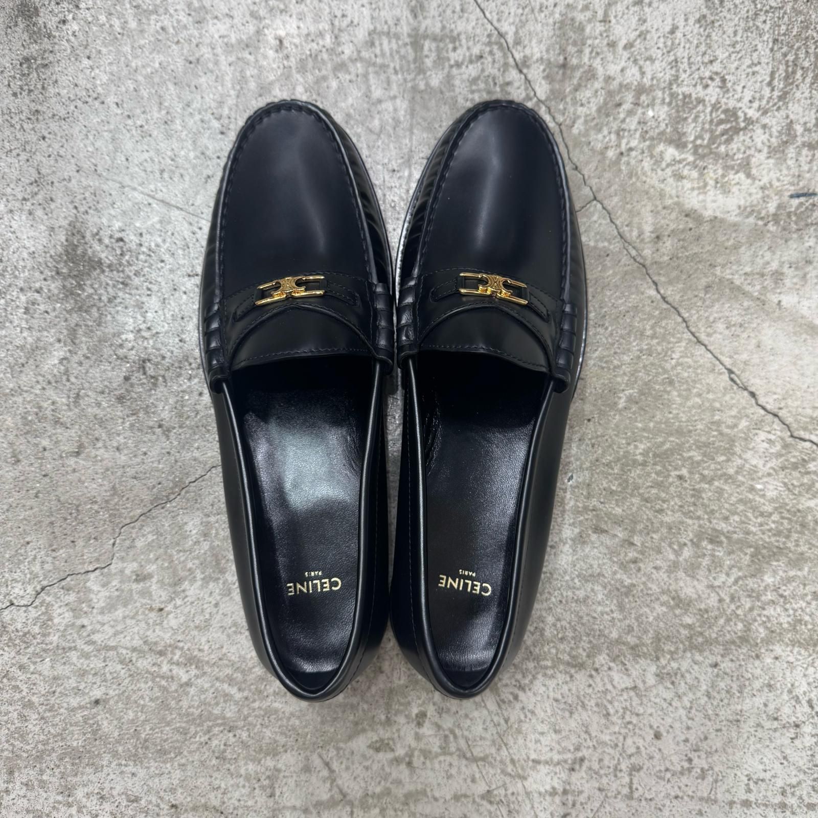 参考上代143000円 CELINE ルコ トリオンフ レザー ローファー 短靴