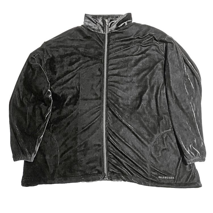 BALENCIAGA バレンシアガ トラックスーツジャケット ベルベット size=S メンズ 535814 TWK17 ブラック トラックジャケット ジャージ ベロア Sサイズ