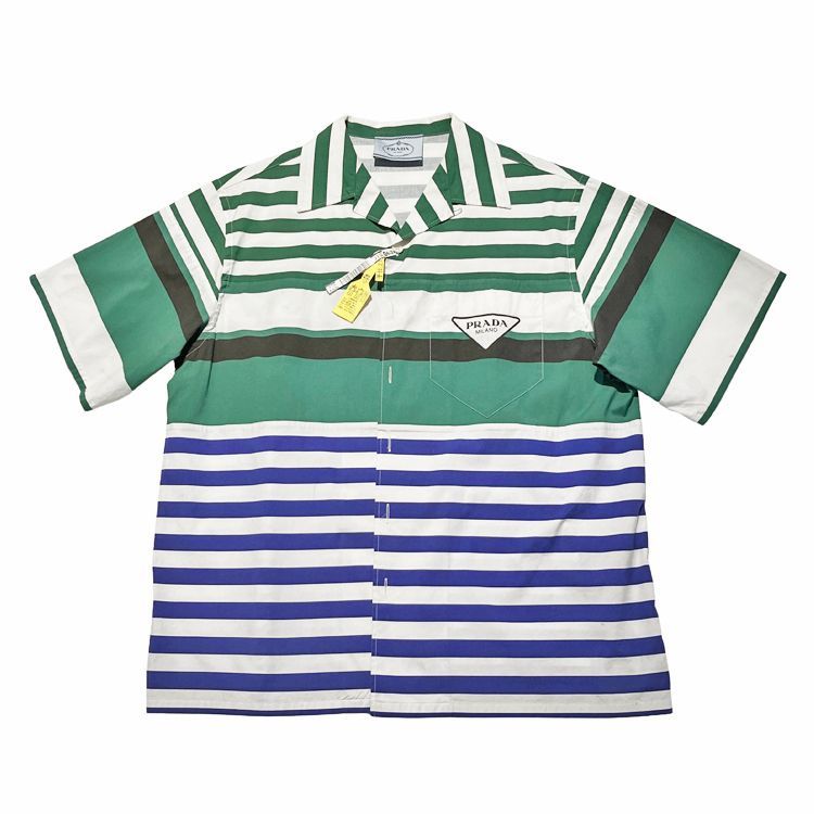 PRADA プラダ × RAFSIMONS ラフシモンズ ボーダー ボウリング シャツ PRADA プラダ × RAFSIMONS ラフシモンズ ボーダー ボウリング シャツ