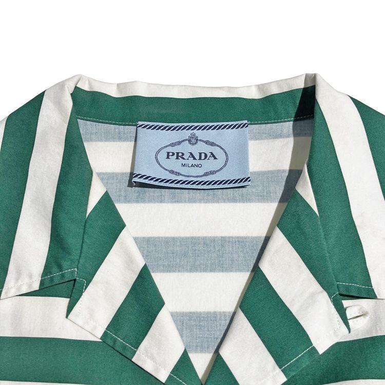 PRADA プラダ × RAFSIMONS ラフシモンズ ボーダー ボウリング シャツ