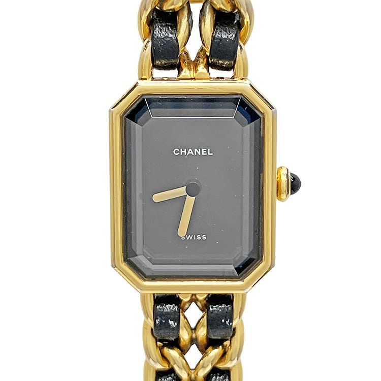 CHANEL シャネル プルミエール H0001 Sサイズ 2針時計 クォーツ QZ ステンレススチール 黒文字盤 GP ゴールドプレーテッド ウィメンズ