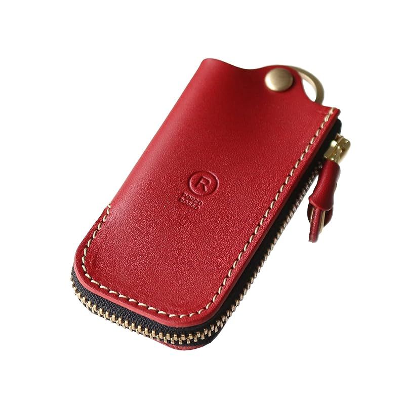 【新品】 [ポルコロッソ] キーケース スマートキーケース メンズ レディース 本革 栃木レザー スマートキー キー キーホルダー 革 ファスナー ブランド 日本製 【レッド：ブラックファスナー】[sokunou]