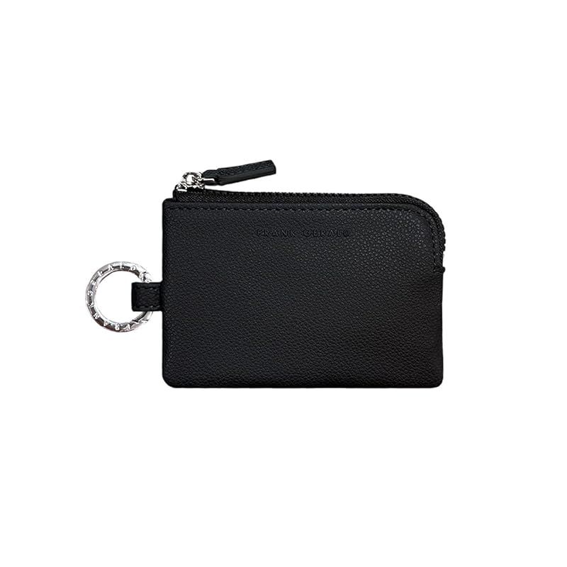 【新品】 [FRANK GERALD] キーケース スマートキー対応 車 薄型 コンパクト ロゴ 駐車券 カード チェーン付き 丸カン カードケース レディース メンズ (ブラック) 0