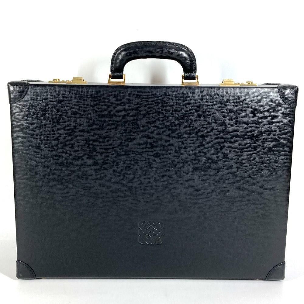 希少 LOEWE アナグラム オールレザーアタッシュケース トランク 黒 LOEWE ロエベ ハンドバッグ ロゴ アナグラム アタッシュケース レザー