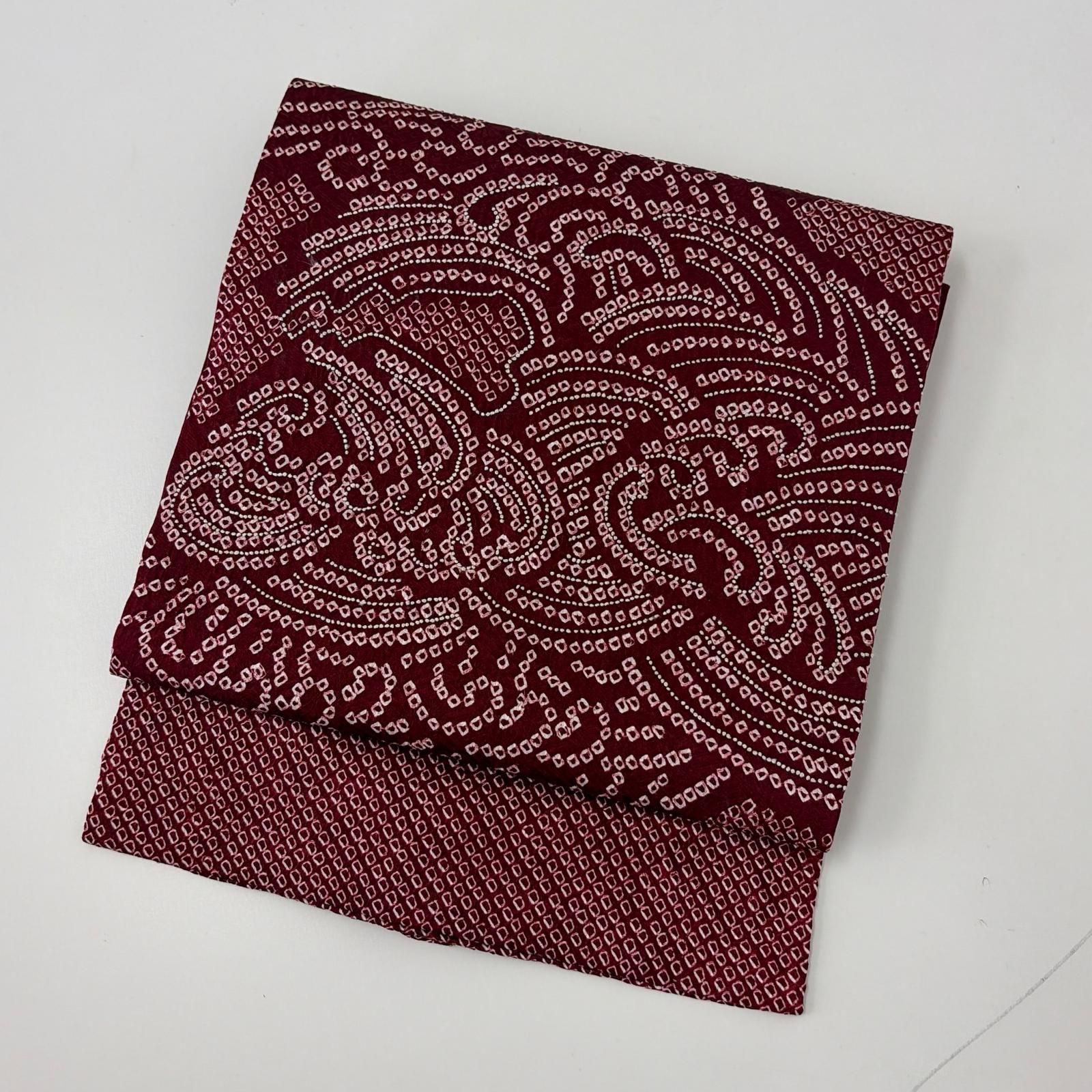 名古屋帯 総絞り 相良刺繍 絞り染め 九寸 正絹 MA-6610
