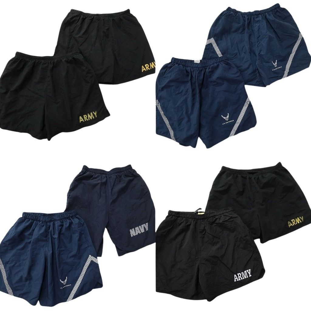 古着卸 まとめ売り 米軍実物・民間MIX トレーニングショーツ ミリタリー 8枚セット ( メンズ Ｓ/Ｍ ) ARMY NAVY AIRFORCE 中古 古着 NE6082 古着卸 まとめ売り 米軍実物・民間MIX トレーニングショーツ