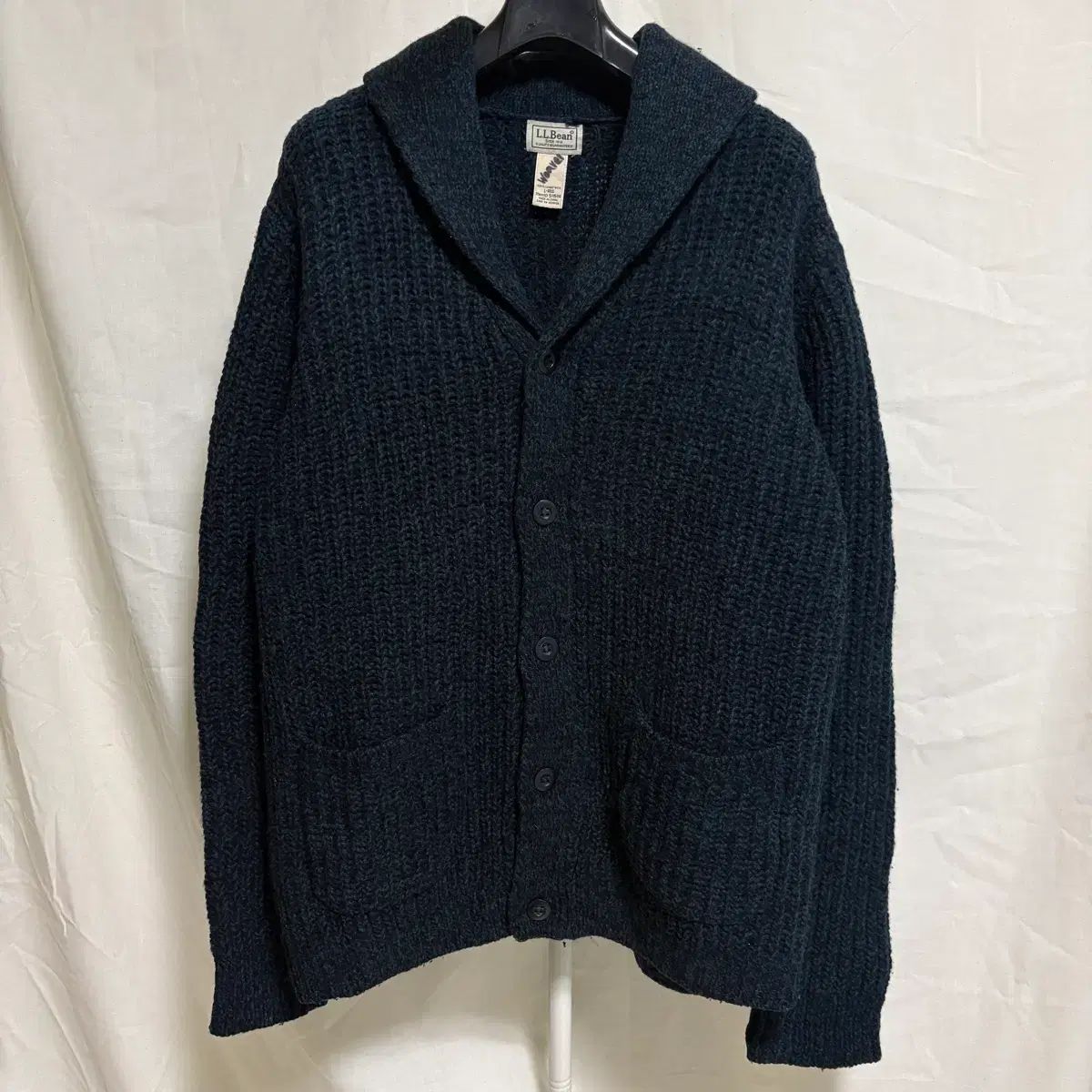 L.L.Bean エルエルビーン ショールカラー カーディガン / ネイビーグリーン L