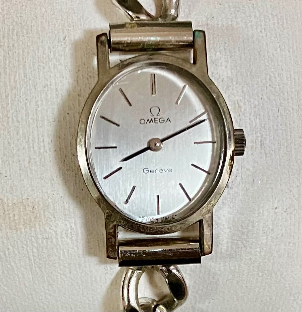 ★稼働品★OMEGA Geneve/オメガ ジュネーブ★シルバー文字盤★手巻き★511.0411★レディース腕時計★尾錠付属★