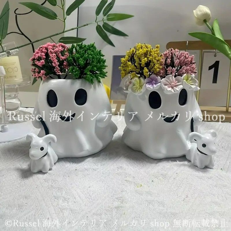 プランター おばけ かわいい 樹脂 庭 ハロウィン 鉢植え 植木鉢 オバケ ゴースト 秋 ガーデニング 雑貨 ガーデン雑貨 ガーデンインテリア ガーデン インテリア 庭の装飾 お洒落 おしゃれ 4-7